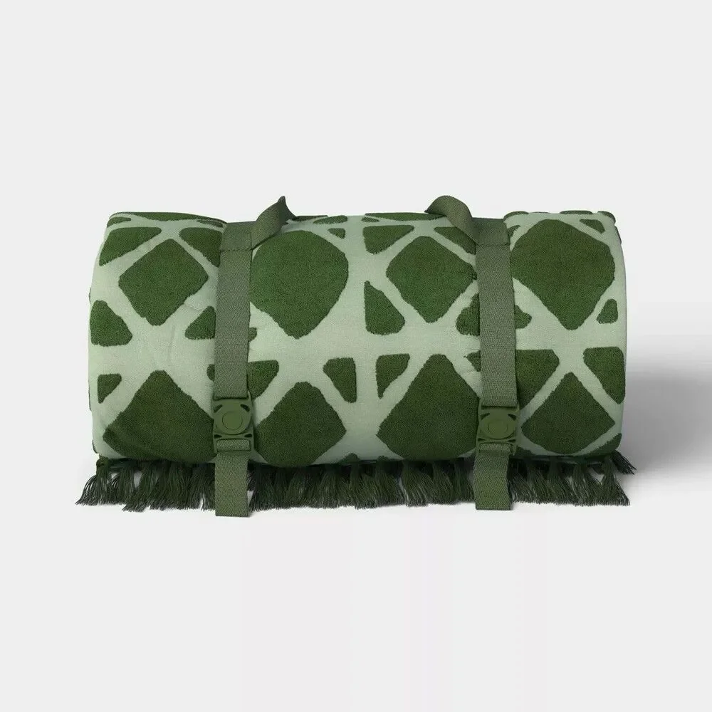 Threshold Outdoor Beach Picnic Blanket Green 80 x 60 in New